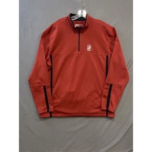 Stanford Cardinal 1/4 Zip Fleece Mens XL Red Nike Golf Dri-Fit Therm-Fit Pockets